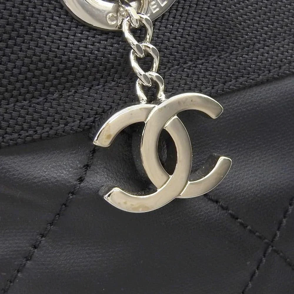 CHANEL Black Coated Canvas Tote Bag